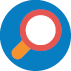 Red magnifying glass icon. 